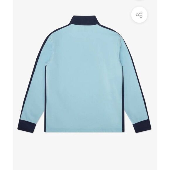 Swet Tailor Stretch Microfleece Quarter Zip Slalom Stripe Sky Blue Pullover Sz L - Picture 9 of 12